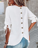 Buttoned Tied Detail Ruffles Top