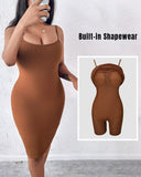 BUILT IN SHAPEWEAR Spaghetti Strap Tummy Control Slip Dress