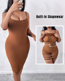 BUILT IN SHAPEWEAR Spaghetti Strap Tummy Control Slip Dress