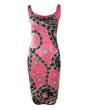 Ink Splash Print Sleeveless Bodycon Dress