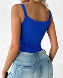 U Neck Sleeveless Ribbed Bodysuit