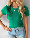 Frill Hem Round Neck Top