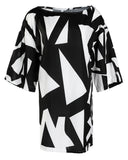 Cold Shoulder Bell Sleeve Abstract Print Dress