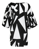 Cold Shoulder Bell Sleeve Abstract Print Dress