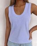 U Neck Racer Back Ribbed Tank Top