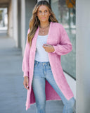 Open Front Fluffy Knit Longline Cardigan