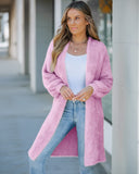 Open Front Fluffy Knit Longline Cardigan