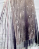 Ombre Sheer Mesh Patch A Line Pleated Glitter Skirt