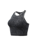 Racer Back Textured Crop Tank Top