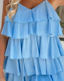 Ruffle Hem V Neck Mini Dress
