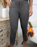 Drawstring Stretchy Waist Pocket Design Lined Sweatpants