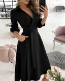 Lantern Sleeve Casual Shirt Dress