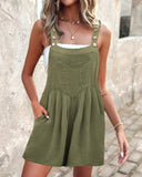 Buttoned Pocket Design Suspender Romper