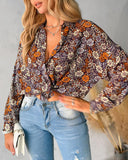 Ditsy Floral Print Long Sleeve Top