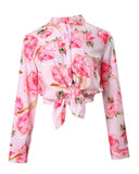 Floral Print Long Sleeve Buttoned Top