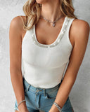 Rhinestone Decor Knit Tank Top