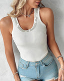 Rhinestone Decor Knit Tank Top