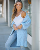 Open Front Fluffy Knit Longline Cardigan