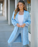 Open Front Fluffy Knit Longline Cardigan