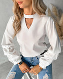 Keyhole Neck Beaded Ruched Top