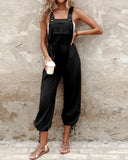 Pocket Design Drawstring Suspender Jumpsuit