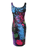 Ink Splash Print Sleeveless Bodycon Dress