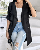 Roll Tab Sleeve Drawstring Trench Coat