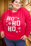 Fiery Red Christmas Ho Ho Ho Graphic Plus Size Sweatshirt