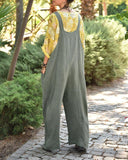 Buttoned Pocket Design Suspender Jumpsuit