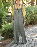 Buttoned Pocket Design Suspender Jumpsuit