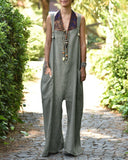 Buttoned Pocket Design Suspender Jumpsuit