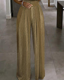 Beaded Strap Metallic Wide Leg Jumpsuit