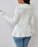 Lapel Neck Button Down Cable Knit Sweater