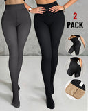 2 Piece 80g(no Fleece) High Waisted Tummy Control Elasticity Leggings Tight Pants