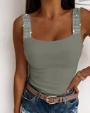 Rhinestone Embellished Cami Tank Top