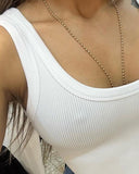 U Neck Sleeveless Ribbed Tank Top