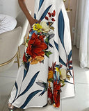 Floral Print Pocket Design Maxi Dress