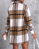 Plaid Pattern Drop Shoulder Long Sleeve Button Front Shacket