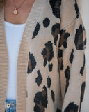 Leopard Pattern Longline Knit Cardigan