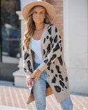 Leopard Pattern Longline Knit Cardigan