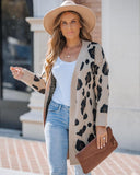 Leopard Pattern Longline Knit Cardigan