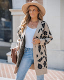 Leopard Pattern Longline Knit Cardigan