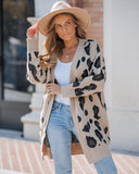 Leopard Pattern Longline Knit Cardigan