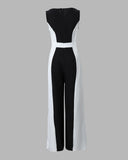 Colorblock Sleeveless Wide Leg Jumpsuit Without Belt