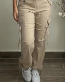 Pocket Design Drawstring Cuffed Pants