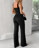 Multi Strap Sleeveless Rhinestone Bootcut Jumpsuit