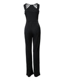 Multi Strap Sleeveless Rhinestone Bootcut Jumpsuit