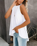 Asymmetrical Hem Round Neck Tank Top