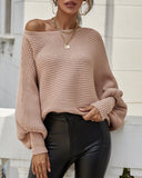 Long Batwing Sleeve Oversized Sweater Casual Crewneck Loose Ribbed Knit Pullover Tops