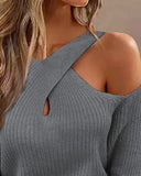 Crisscross Cold Shoulder Knit Sweater